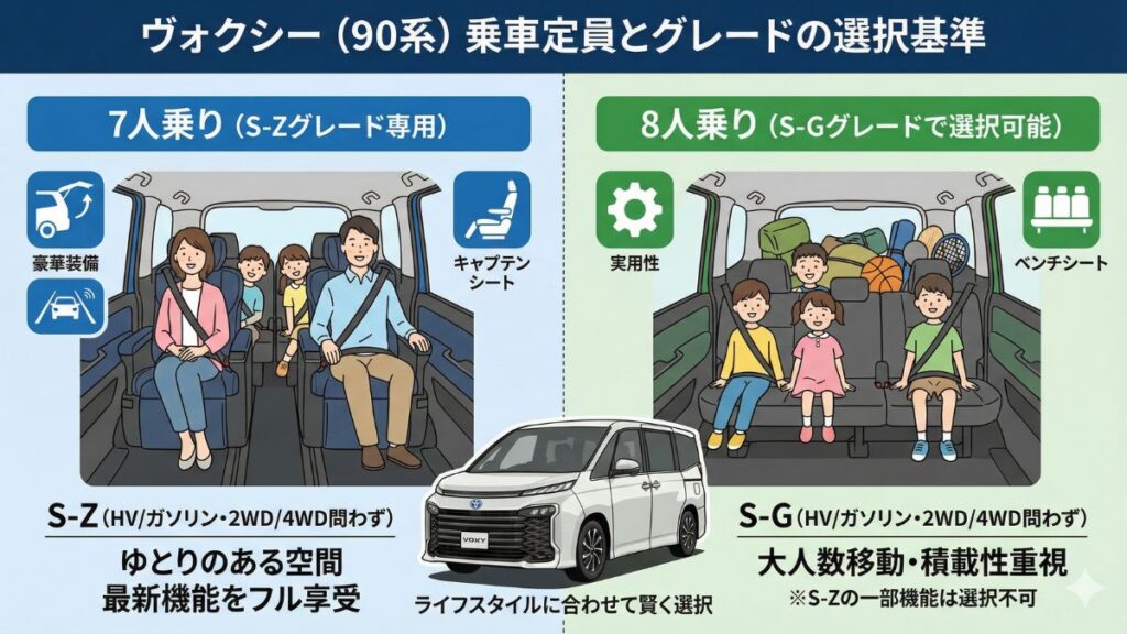 ヴォクシーの何人乗りを選ぶべきか迷った時の判断基準