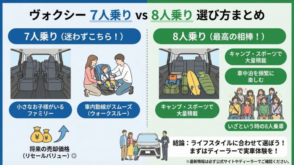 ライフスタイルに合うヴォクシーの何人乗りまとめ