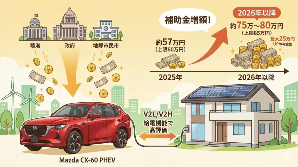 マツダのCX-60 PHEV補助金の基本と受給条件