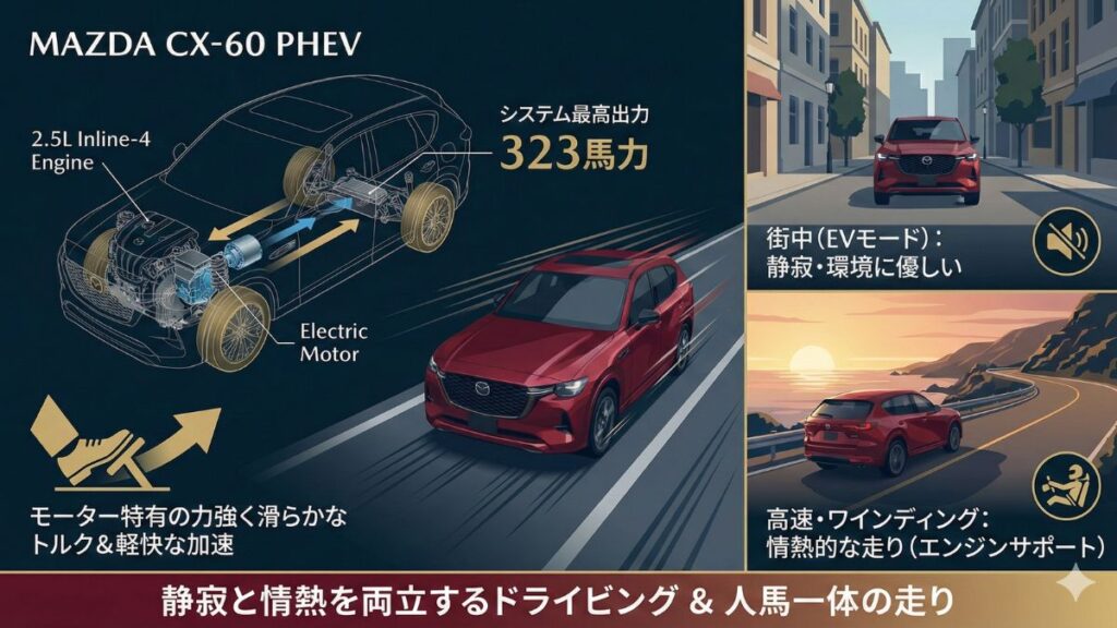 マツダのCX-60 PHEV補助金対象車の性能と特徴