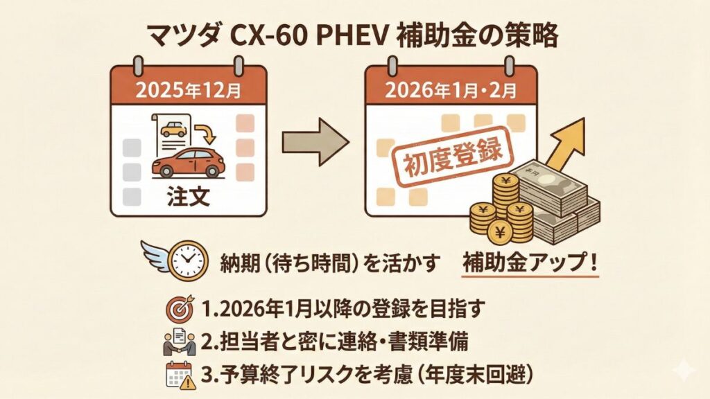 納期とマツダCX-60 PHEV補助金の注意点