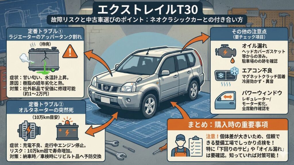 エクストレイルT30の故障リスクと中古車の選び方