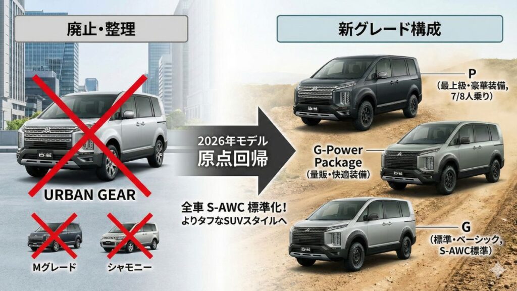 アーバンギアの廃止とグレード構成の変更