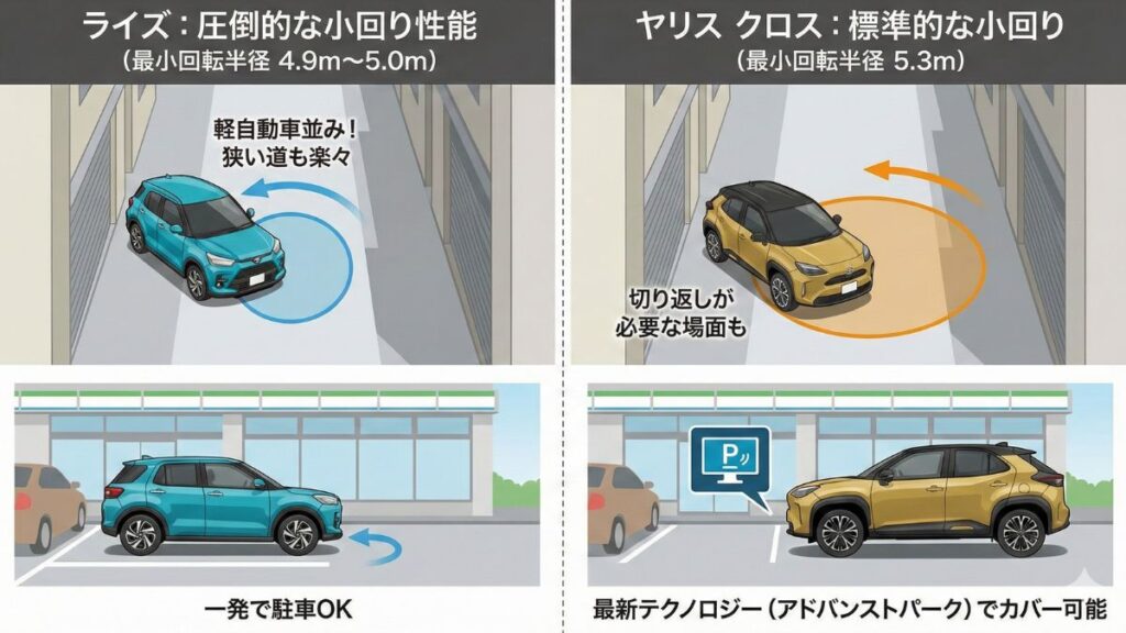 最小回転半径と狭い路地での運転しやすさ