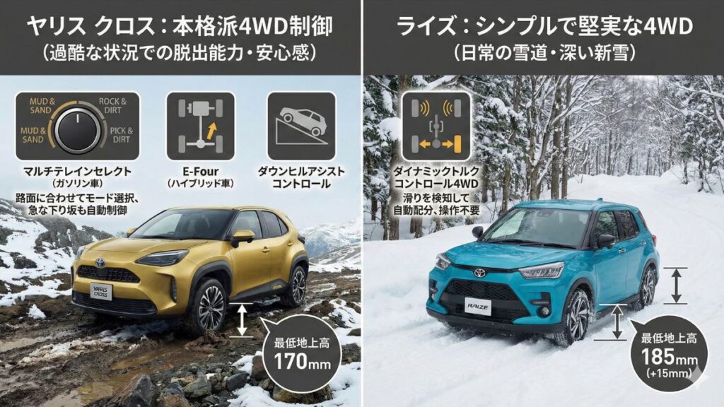 悪路走破性と四輪駆動システムの性能差