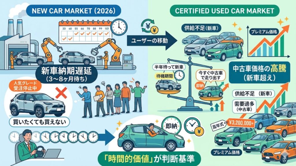 2026年の新車納期遅延が中古車価格に与える影響