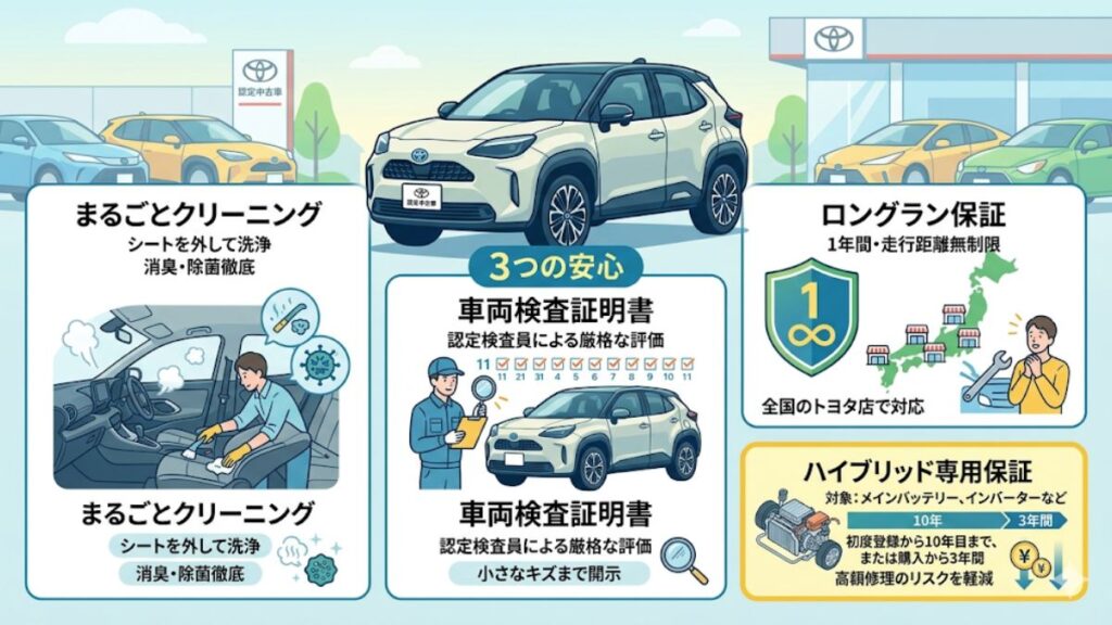 トヨタ認定中古車ならではの保証制度と品質の高さ