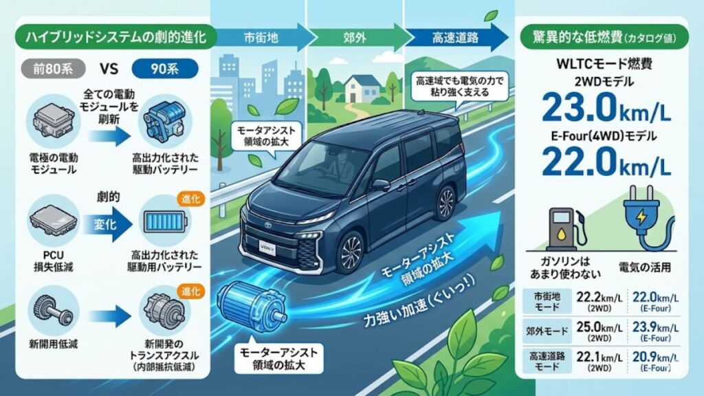 ヴォクシーのハイブリッドの燃費性能と最新モデルの進化