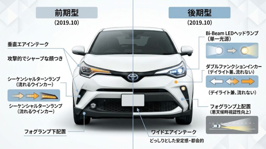 C-HRの前期と後期の違いを外装と内装で比較