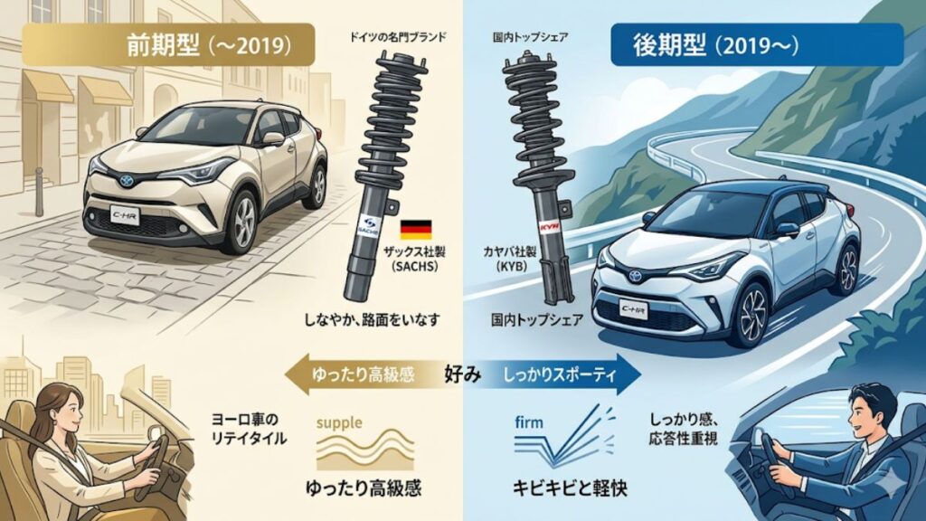 サスペンション変更に伴う乗り心地の質的な差