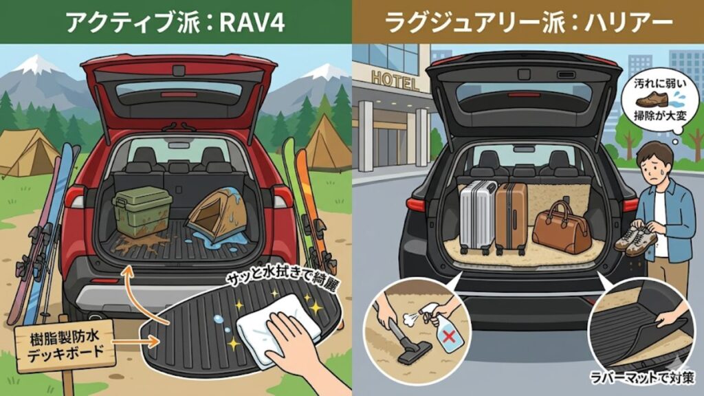 キャンプで活躍するRAV4の防水荷室とサイズ設計